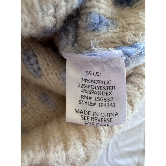 BiBi Sweater Womens X-Large Pullover Heart Cream Blue Purple Extra Soft - Picture 6 of 9